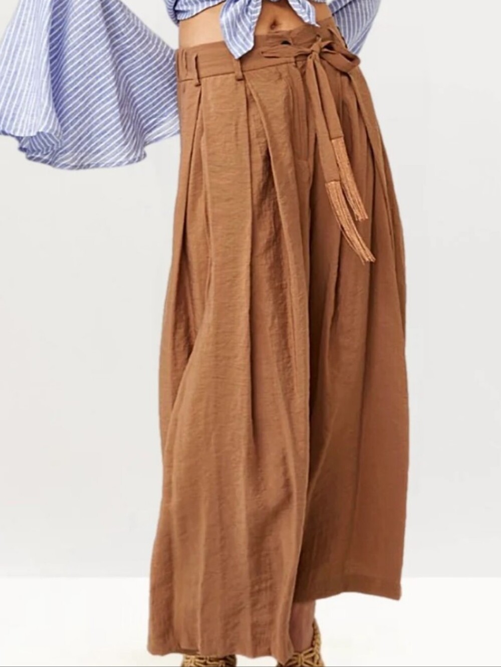 Free People Wide-Leg with Waist Tie - Brown